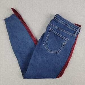 Blue Desire Jeans Womens Size 15 Mid Rise Maroon Side Stripe Velvet 32" Waist